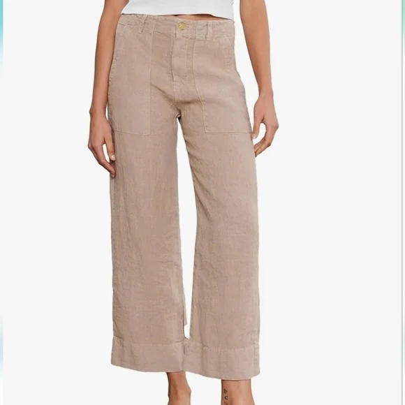 Velvet by Graham & Spencer NWT Yellow Dru Heavy Linen Pant size 6 - Picture 9 of 9